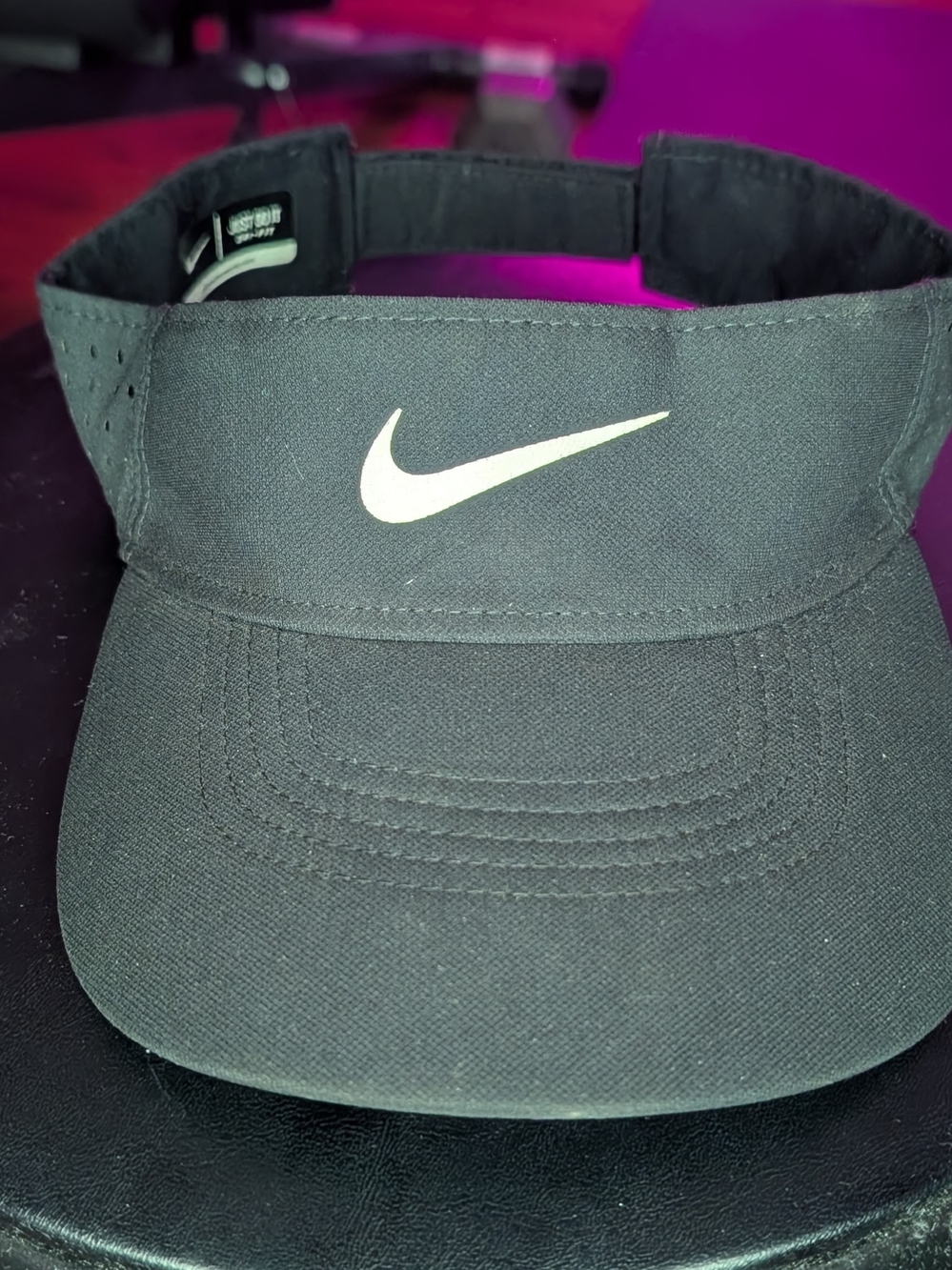 Nike Black Visor with White Swoosh Logo